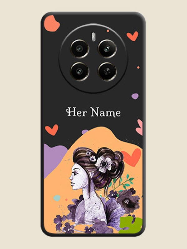Custom Namecase For Her With Fancy Lady Image On Space Black Personalized Soft Matte Phone Covers - Realme 12 Plus 5G - alternate view