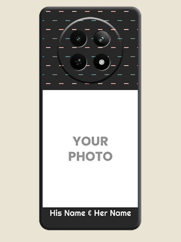 Custom Line Pattern Design with Text on Space Black Custom Soft Matte Phone Back Cover - Realme 12X 5G - alternate view