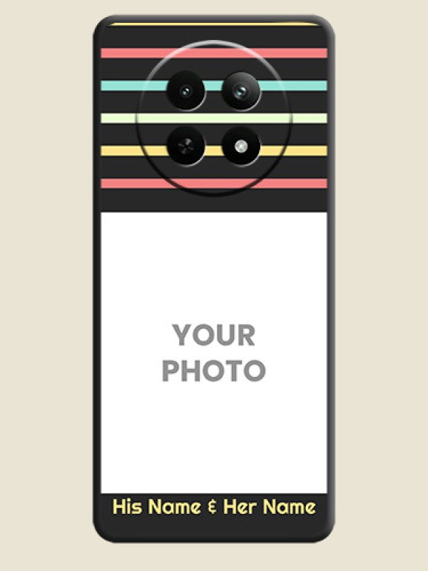 Custom Color Stripes with Photo and Text on Photo On Space Black Custom Soft Matte Mobile Back Cover - Realme 13 5G - alternate view