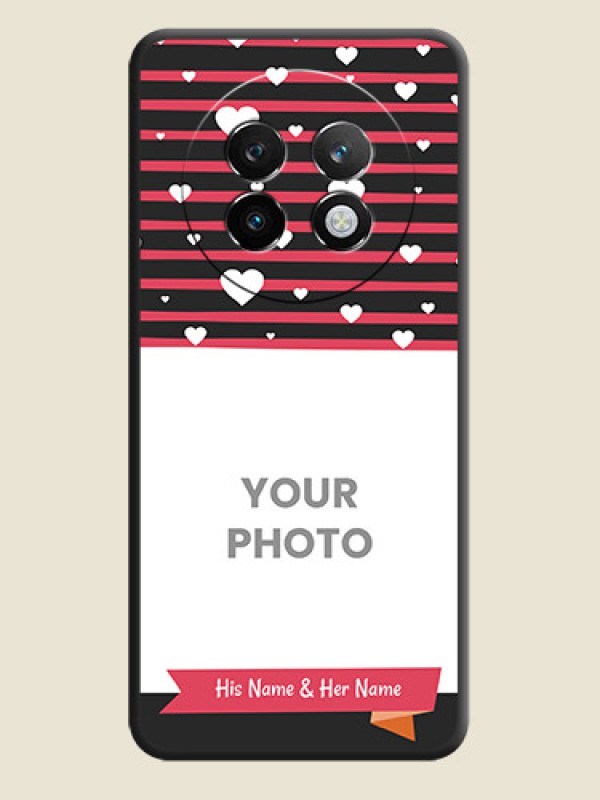 Custom White Color Love Symbols with Pink Lines Pattern On Space Black Custom Soft Matte Mobile Back Cover - Realme 13 Plus 5G - alternate view