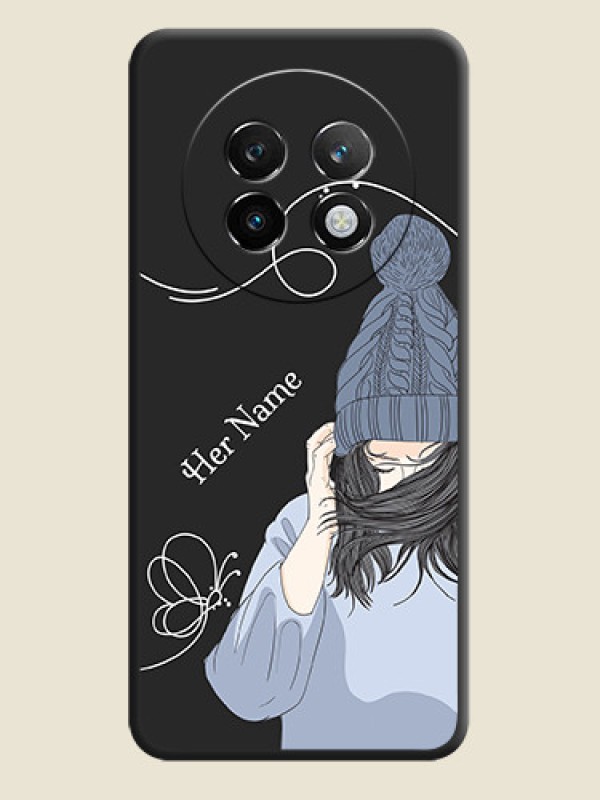 Custom Girl With Blue Winter Outfiit Custom Text Design On Space Black Custom Soft Matte Mobile Back Cover - Realme 13 Plus 5G - alternate view