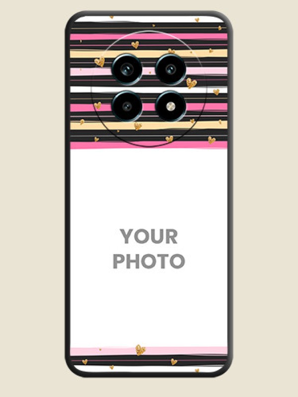 Custom Multicolor Lines and Golden Love Symbols Design on Photo On Space Black Custom Soft Matte Mobile Back Cover - Realme 13 Pro 5G - alternate view