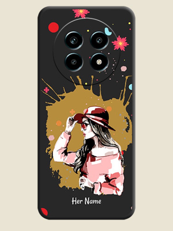 Custom Mordern Lady With Color Splash Background With Custom Text On Space Black Custom Soft Matte Mobile Back Cover - Realme 13 Pro 5G - alternate view