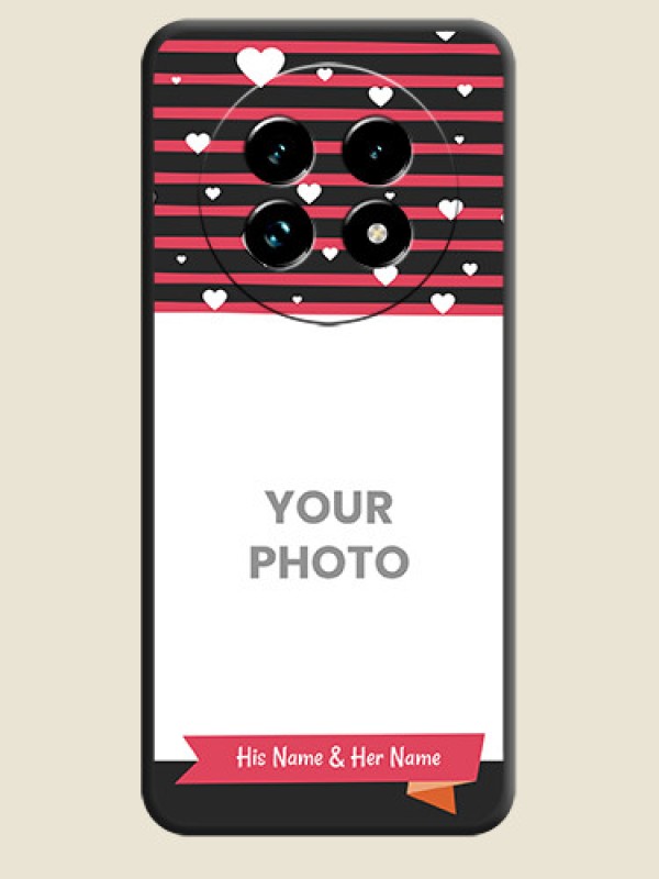 Custom White Color Love Symbols with Pink Lines Pattern On Space Black Custom Soft Matte Mobile Back Cover - Realme 13 Pro Plus 5G - alternate view