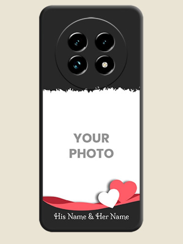 Custom Pin Color Love Shaped Ribbon Design with Text On Space Black Custom Soft Matte Mobile Back Cover - Realme 13 Pro Plus 5G - alternate view