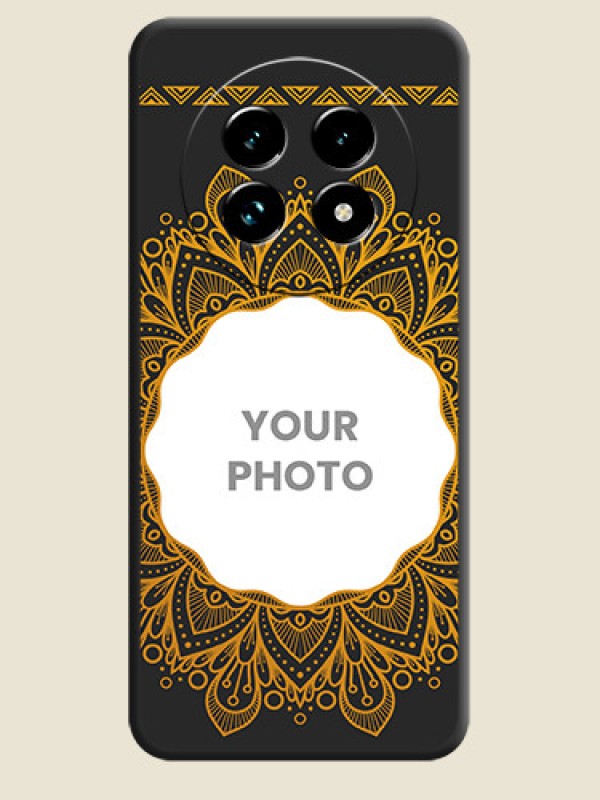Custom Round Image with Floral Design On Space Black Custom Soft Matte Mobile Back Cover - Realme 13 Pro Plus 5G - alternate view