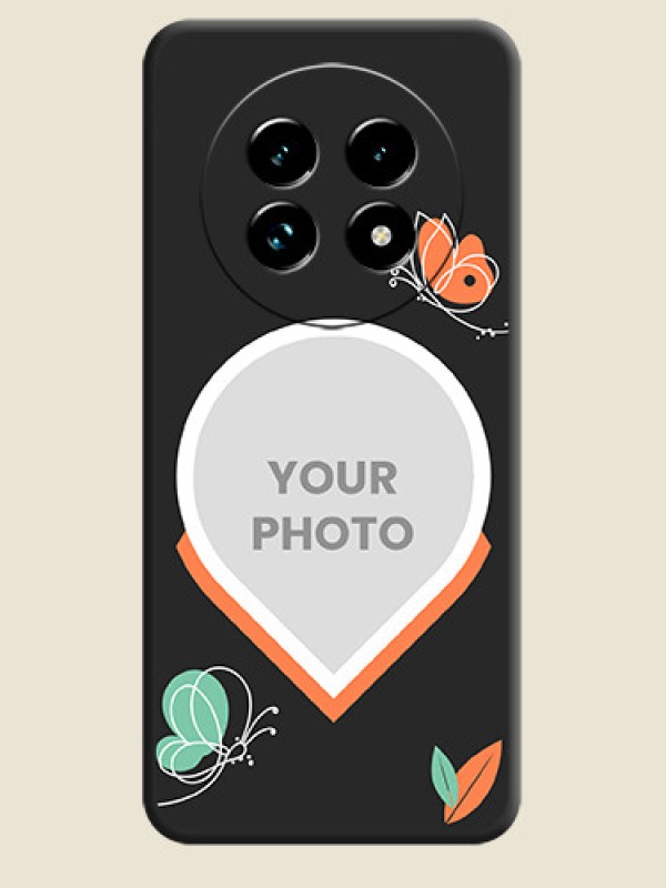 Custom Upload Pic With Simple Butterly Design On Space Black Custom Soft Matte Mobile Back Cover - Realme 13 Pro Plus 5G - alternate view