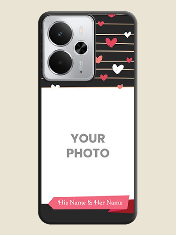 Custom Love Pattern with Name on Pink Ribbon on Photo On Space Black Custom Soft Matte Mobile Back Cover - Realme 14 5G - alternate view