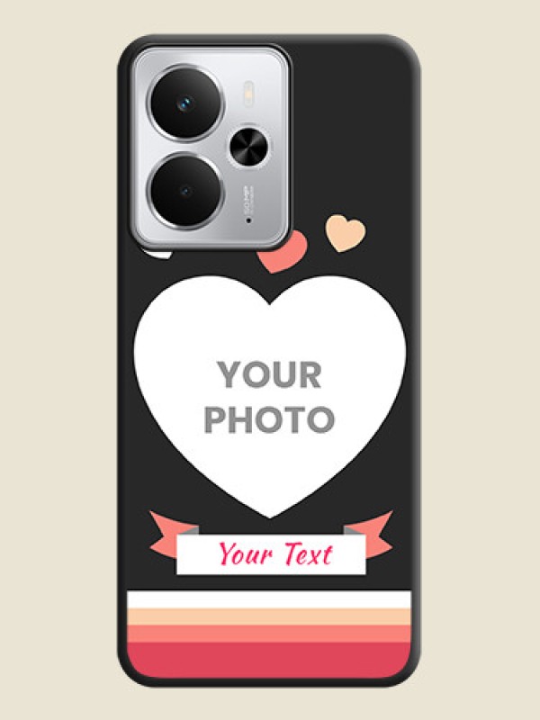 Custom Love Shaped Photo with Colorful Stripes On Space Black Custom Soft Matte Mobile Back Cover - Realme 14 5G - alternate view