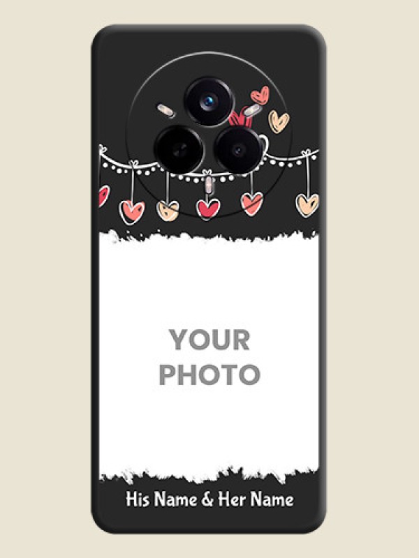 Custom Pink Love Hangings with Name On Space Black Custom Soft Matte Mobile Back Cover - Realme 14 Pro 5G - alternate view