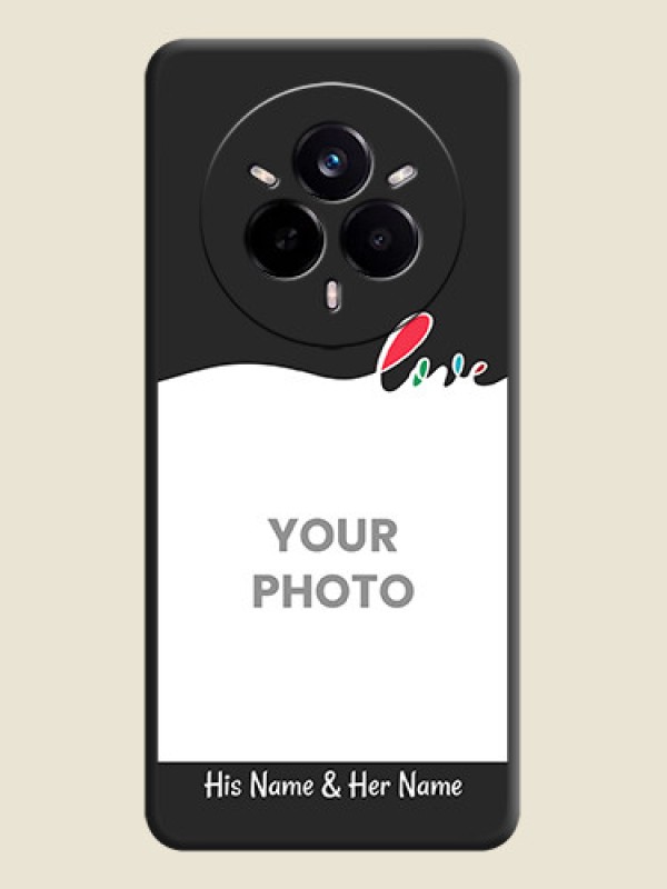 Custom Fall in Love Pattern with Picture on Photo On Space Black Custom Soft Matte Mobile Back Cover - Realme 14 Pro 5G - alternate view