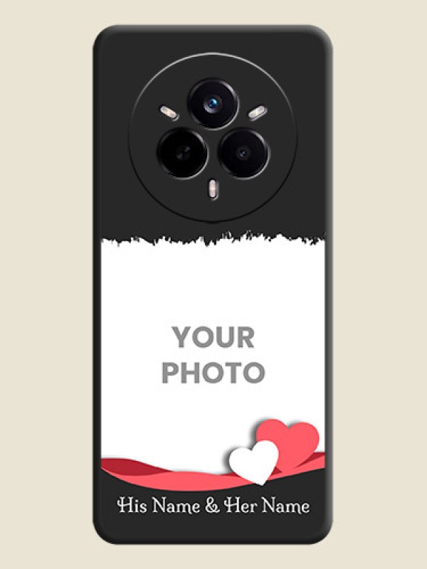 Custom Pin Color Love Shaped Ribbon Design with Text On Space Black Custom Soft Matte Mobile Back Cover - Realme 14 Pro 5G - alternate view