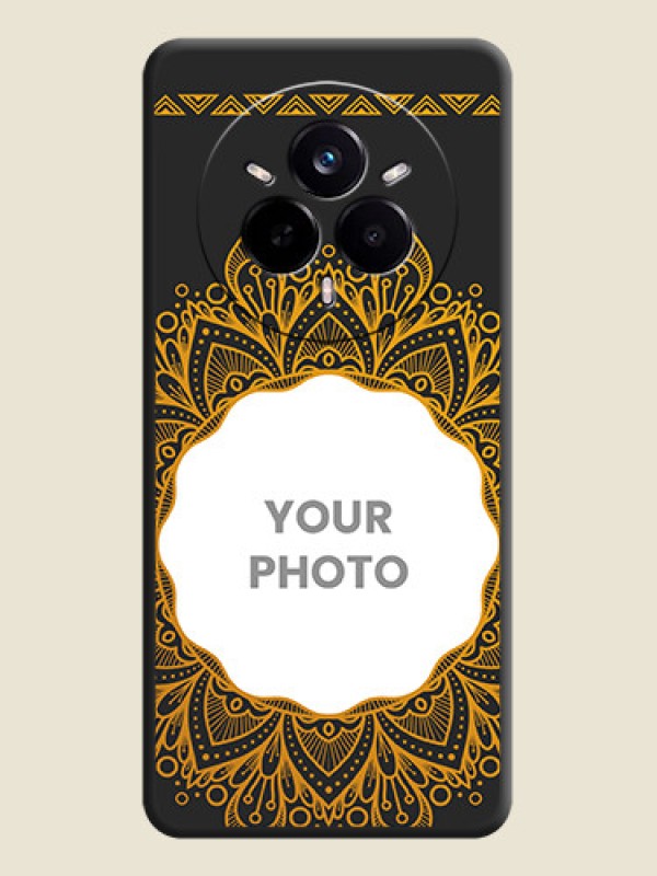Custom Round Image with Floral Design On Space Black Custom Soft Matte Mobile Back Cover - Realme 14 Pro 5G - alternate view