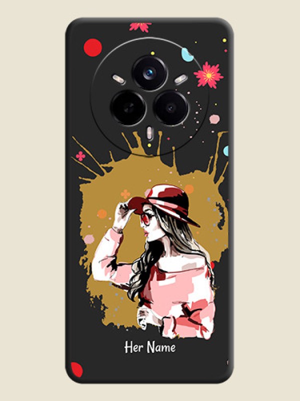 Custom Mordern Lady With Color Splash Background With Custom Text On Space Black Custom Soft Matte Mobile Back Cover - Realme 14 Pro 5G - alternate view