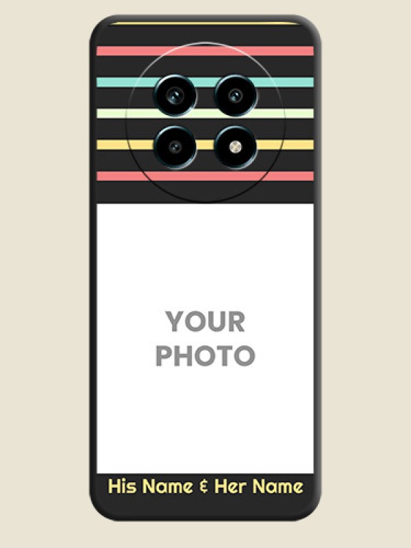 Custom Color Stripes with Photo and Text on Photo On Space Black Custom Soft Matte Mobile Back Cover - Realme 14 Pro Lite 5G - alternate view