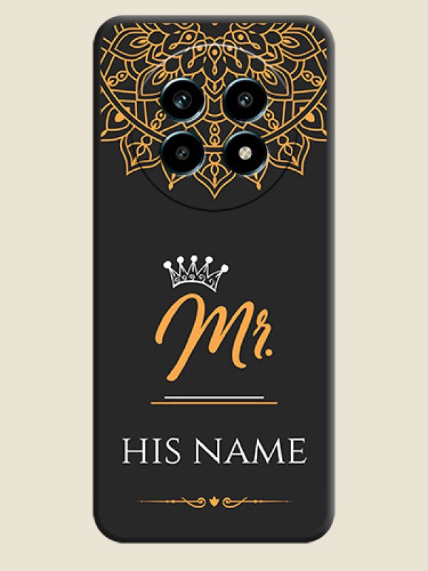 Custom Mr Name with Floral Design On Space Black Custom Soft Matte Mobile Back Cover - Realme 14 Pro Lite 5G - alternate view