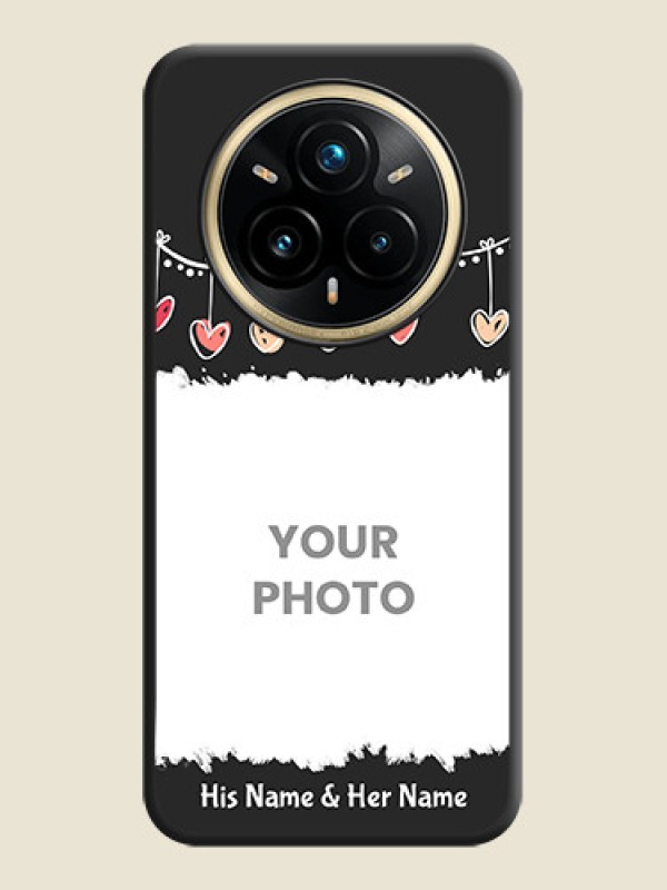 Custom Pink Love Hangings with Name On Space Black Custom Soft Matte Mobile Back Cover - Realme 14 Pro Plus 5G - alternate view