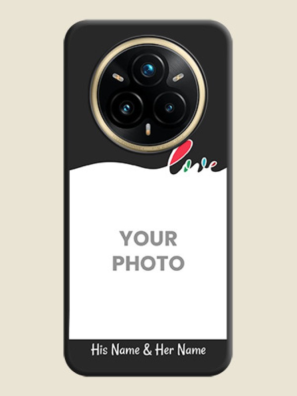 Custom Fall in Love Pattern with Picture on Photo On Space Black Custom Soft Matte Mobile Back Cover - Realme 14 Pro Plus 5G - alternate view