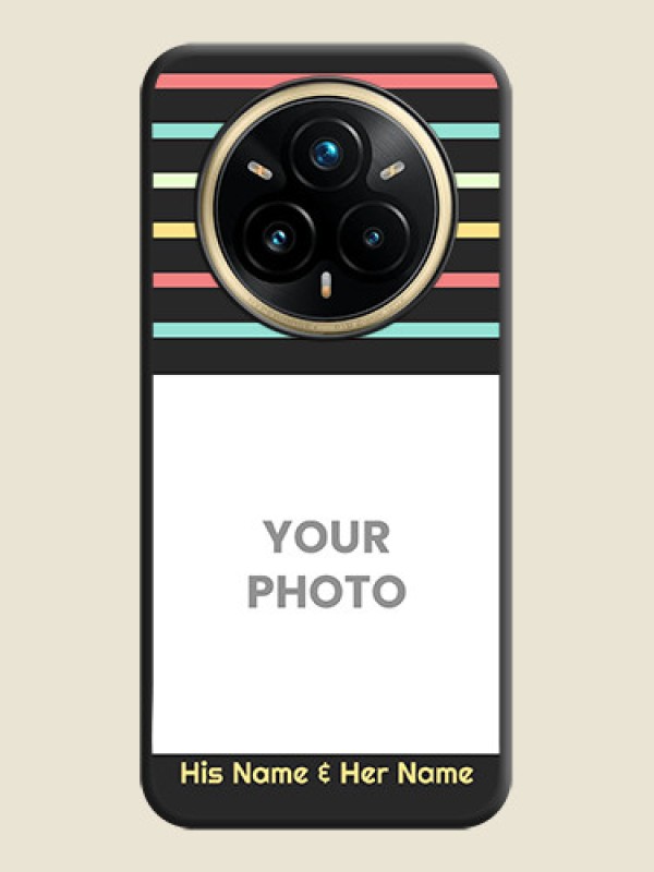 Custom Color Stripes with Photo and Text on Photo On Space Black Custom Soft Matte Mobile Back Cover - Realme 14 Pro Plus 5G - alternate view