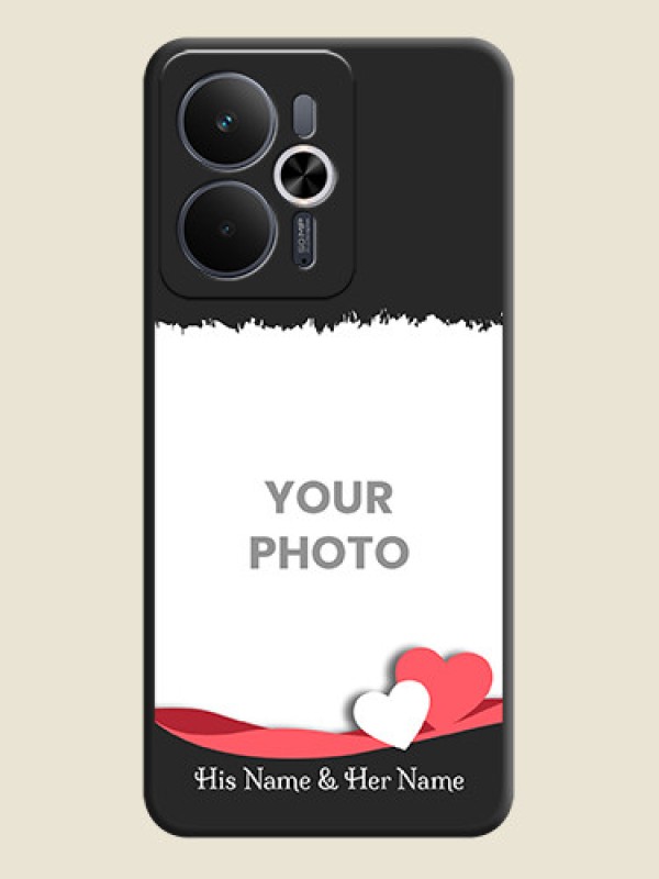 Custom Pin Color Love Shaped Ribbon Design with Text On Space Black Custom Soft Matte Mobile Back Cover - Realme 14T 5G - alternate view