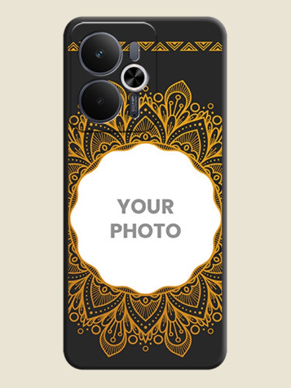 Custom Round Image with Floral Design On Space Black Custom Soft Matte Mobile Back Cover - Realme 14T 5G - alternate view