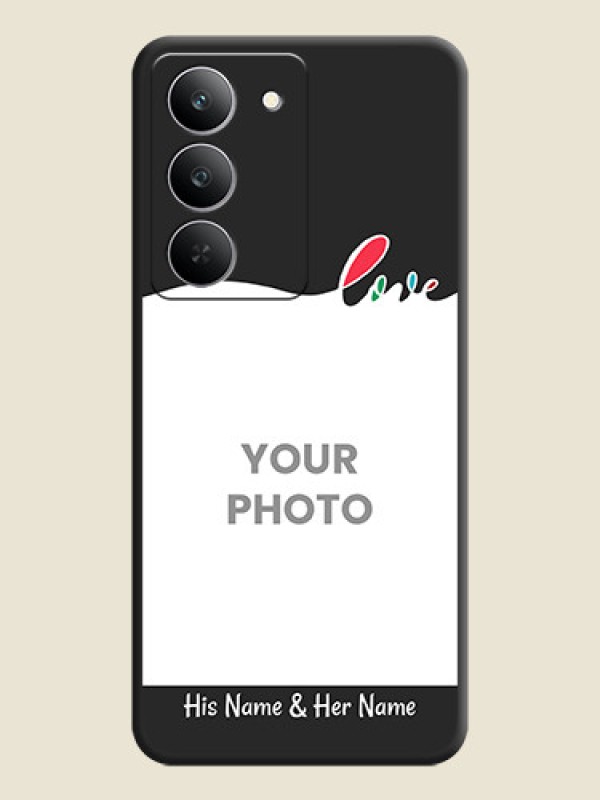 Custom Fall in Love Pattern with Picture on Photo On Space Black Custom Soft Matte Mobile Back Cover - Realme 14x 5G - alternate view