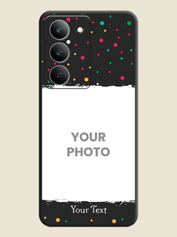 Custom Multicolor Dotted Pattern with Text On Space Black Custom Soft Matte Mobile Back Cover - Realme 14x 5G - alternate view