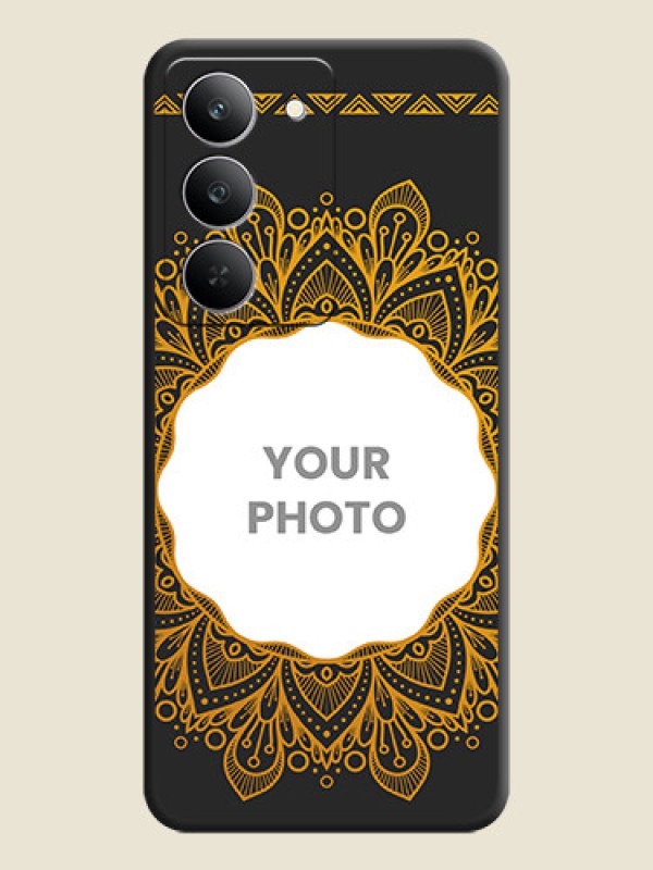 Custom Round Image with Floral Design On Space Black Custom Soft Matte Mobile Back Cover - Realme 14x 5G - alternate view