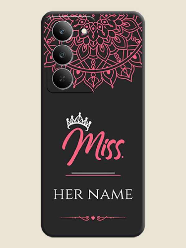 Custom Mrs Name with Floral Design On Space Black Custom Soft Matte Mobile Back Cover - Realme 14x 5G - alternate view
