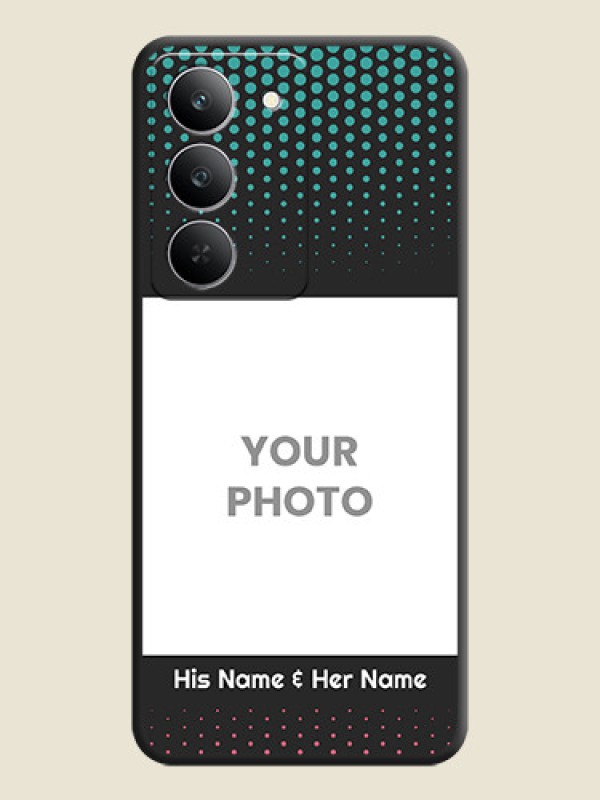 Custom Faded Dots with Grunge Photo Frame and Text On Space Black Custom Soft Matte Mobile Back Cover - Realme 14x 5G - alternate view