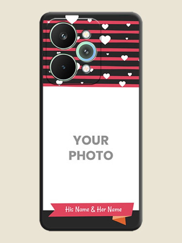 Custom White Color Love Symbols with Pink Lines Pattern On Space Black Custom Soft Matte Mobile Back Cover - Realme 15 5G - alternate view