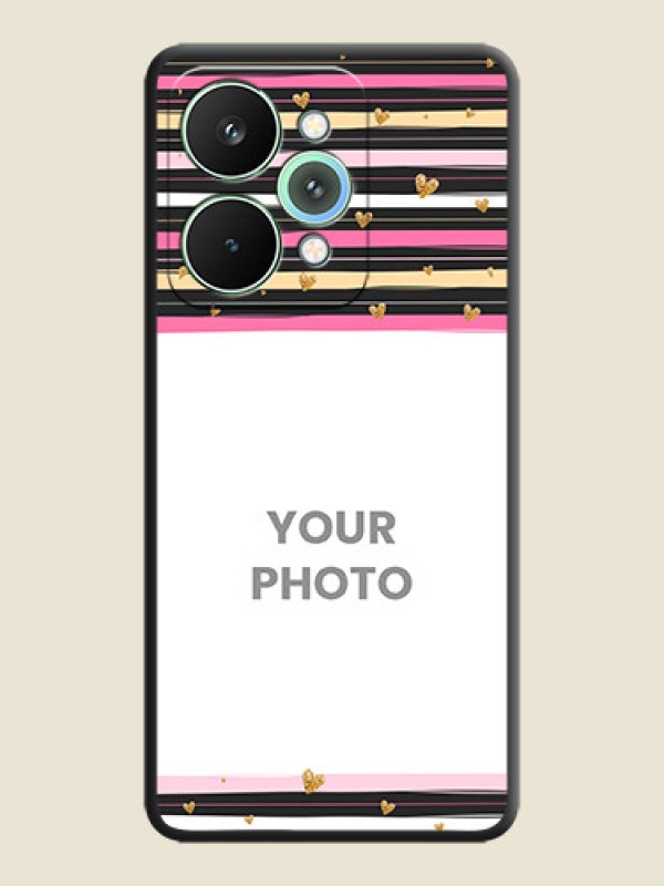 Custom Multicolor Lines and Golden Love Symbols Design on Photo On Space Black Custom Soft Matte Mobile Back Cover - Realme 15 5G - alternate view