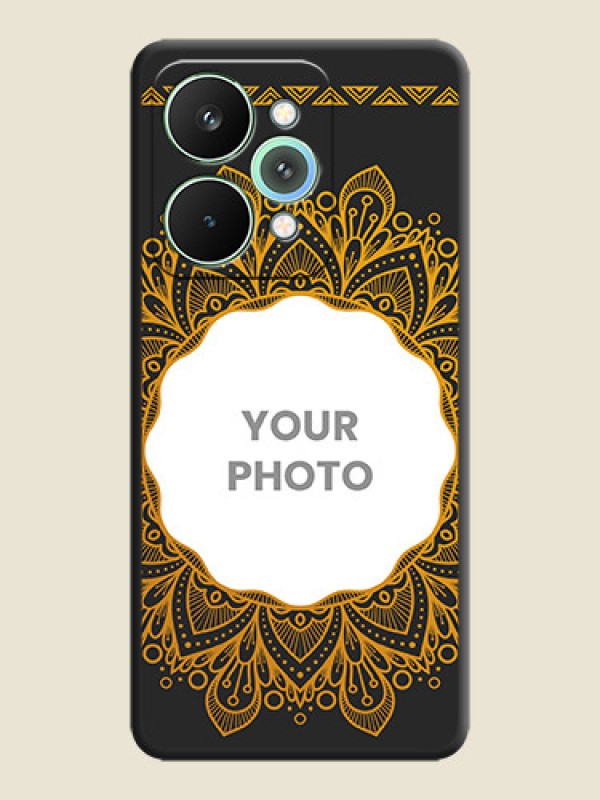 Custom Round Image with Floral Design On Space Black Custom Soft Matte Mobile Back Cover - Realme 15 5G - alternate view