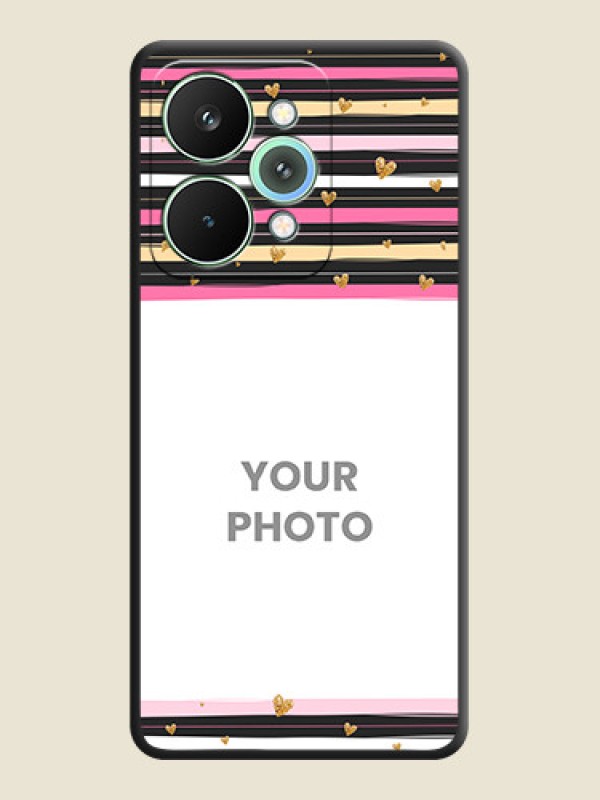 Custom Multicolor Lines and Golden Love Symbols Design on Photo On Space Black Custom Soft Matte Mobile Back Cover - Realme 15 Pro 5G - alternate view