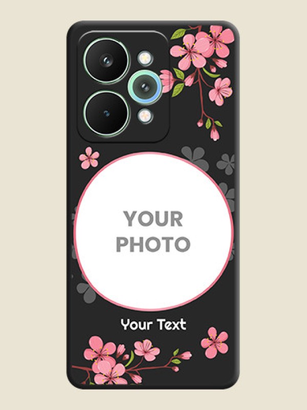 Custom Round Image with Pink Color Floral Design on Photo On Space Black Custom Soft Matte Mobile Back Cover - Realme 15 Pro 5G - alternate view