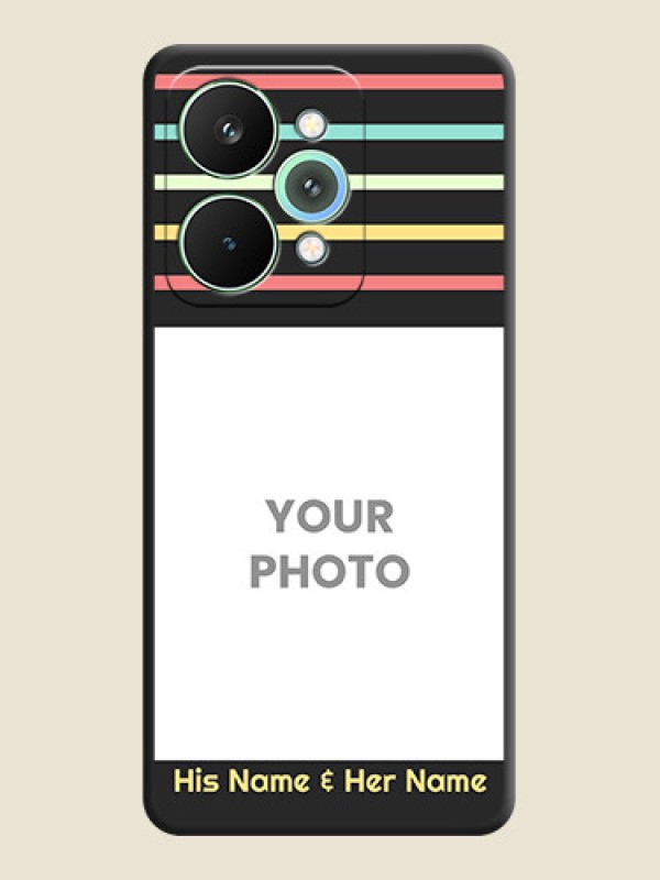 Custom Color Stripes with Photo and Text on Photo On Space Black Custom Soft Matte Mobile Back Cover - Realme 15 Pro 5G - alternate view