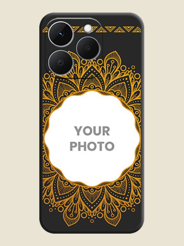 Custom Round Image with Floral Design On Space Black Custom Soft Matte Mobile Back Cover - Realme 15T 5G - alternate view