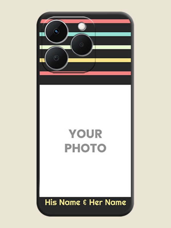 Custom Color Stripes with Photo and Text on Photo On Space Black Custom Soft Matte Mobile Back Cover - Realme 15T 5G - alternate view