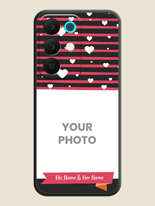 Custom White Color Love Symbols with Pink Lines Pattern On Space Black Custom Soft Matte Mobile Back Cover - Realme 15X 5G - alternate view