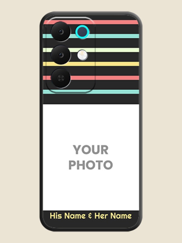 Custom Color Stripes with Photo and Text on Photo On Space Black Custom Soft Matte Mobile Back Cover - Realme 15X 5G - alternate view