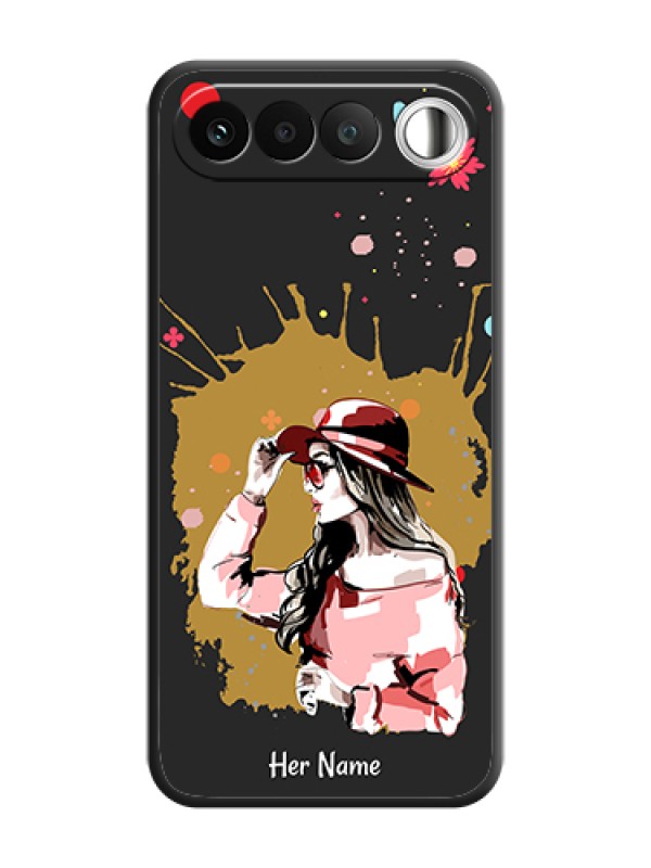 Custom Mordern Lady With Color Splash Background With Custom Text On Space Black Custom Soft Matte Mobile Back Cover - Realme 16 5G - alternate view