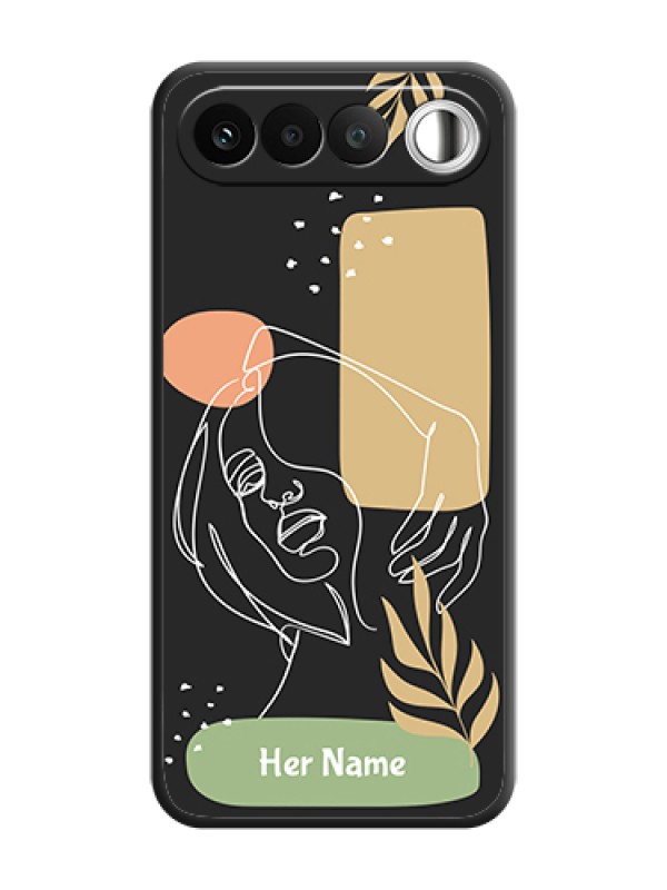 Custom Custom Text With Line Art Of Women & Leaves Design On Space Black Custom Soft Matte Mobile Back Cover - Realme 16 5G - alternate view