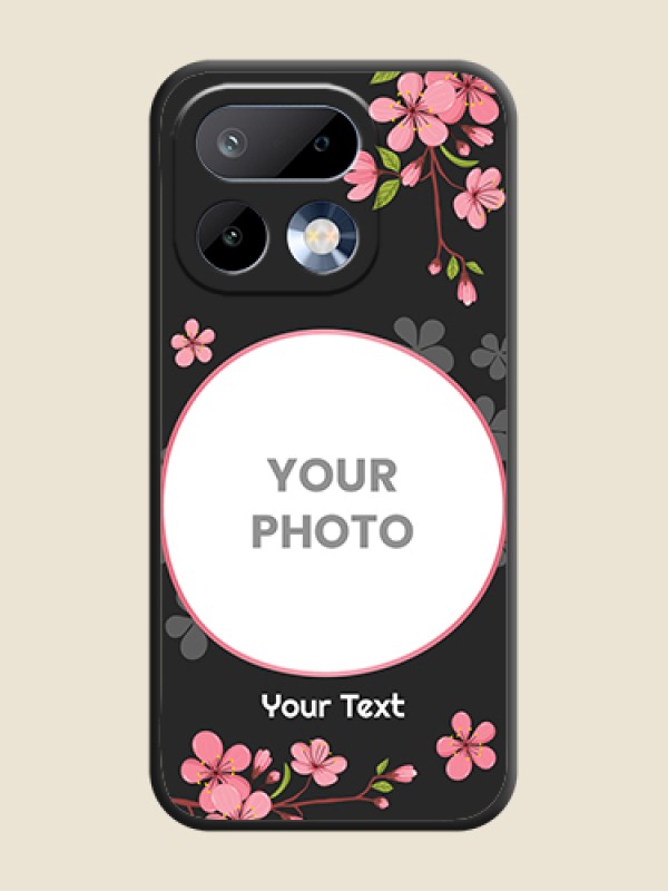 Custom Round Image with Pink Color Floral Design on Photo On Space Black Custom Soft Matte Mobile Back Cover - Realme 16 Pro 5G - alternate view