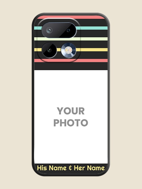 Custom Color Stripes with Photo and Text on Photo On Space Black Custom Soft Matte Mobile Back Cover - Realme 16 Pro 5G - alternate view