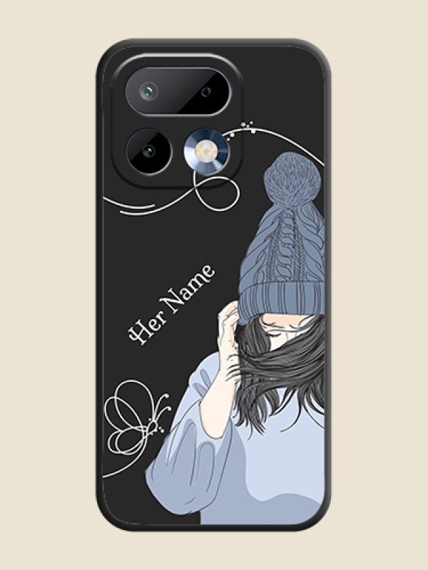 Custom Girl With Blue Winter Outfiit Custom Text Design On Space Black Custom Soft Matte Mobile Back Cover - Realme 16 Pro 5G - alternate view
