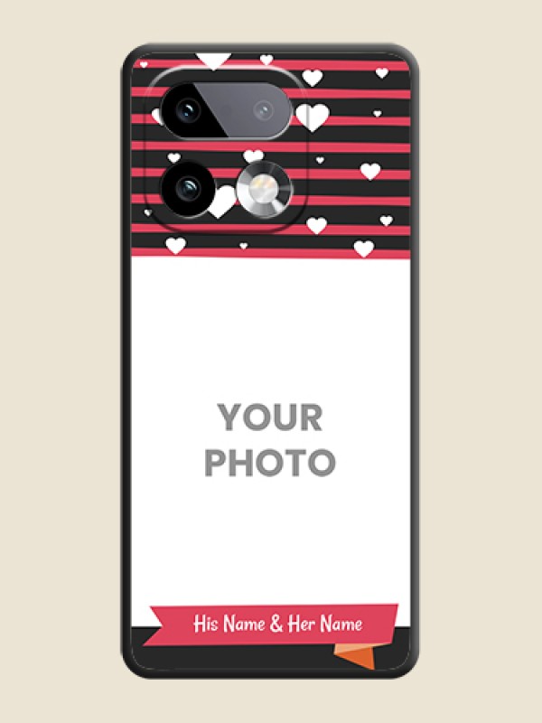 Custom White Color Love Symbols with Pink Lines Pattern On Space Black Custom Soft Matte Mobile Back Cover - Realme 16 Pro Plus 5G - alternate view