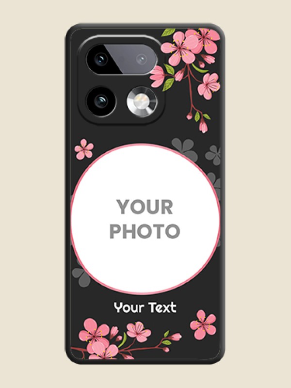 Custom Round Image with Pink Color Floral Design on Photo On Space Black Custom Soft Matte Mobile Back Cover - Realme 16 Pro Plus 5G - alternate view