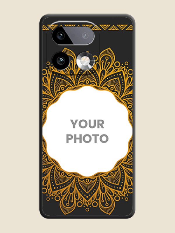Custom Round Image with Floral Design On Space Black Custom Soft Matte Mobile Back Cover - Realme 16 Pro Plus 5G - alternate view