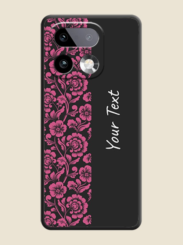 Custom Pink Floral Pattern Design With Custom Text On Space Black Custom Soft Matte Mobile Back Cover - Realme 16 Pro Plus 5G - alternate view