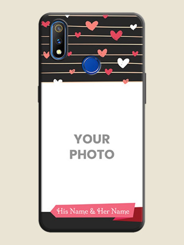 Custom Love Pattern with Name on Pink Ribbon  - Photo on Space Black Soft Matte Back Cover - Realme 3 Pro - alternate view
